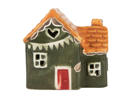 decorative house with led led 8x6x8 cm green ceramic