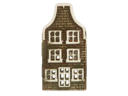 tealight holder house 7x7x14 cm green ceramic