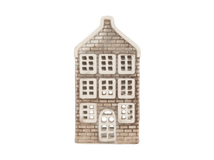 tealight holder house 7x7x14 cm grey ceramic