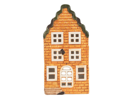 tealight holder house 9x10x19 cm orange ceramic (2)