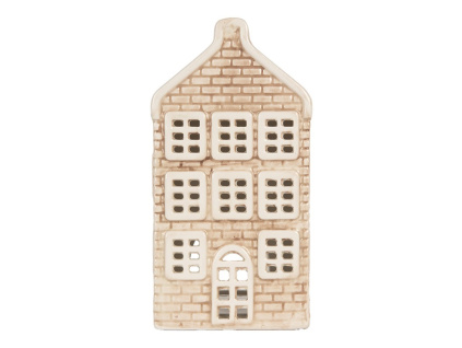 tealight holder house 9x10x19 cm beige ceramic