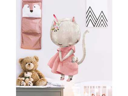 Samolepka na zeď- Kočička a myšička