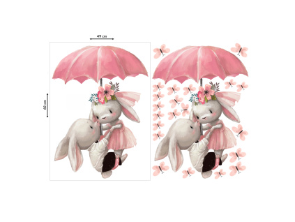 Samolepka na zeď - Dva zajíčci