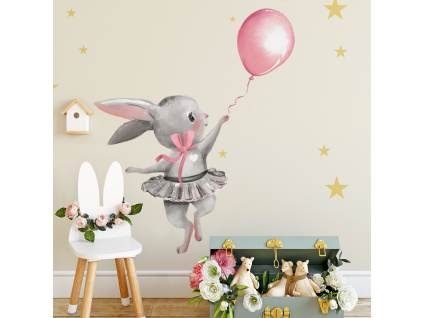 Samolepka na zeď- Zajíček a balón