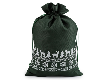 Vánoční dárkový pytlík 20x30 cm - zelená