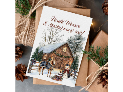 přání Hřejivá zima Veselé Vánoce