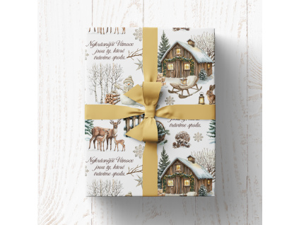 balicí papír Zasněžená chaloupka (Vánoce spolu)