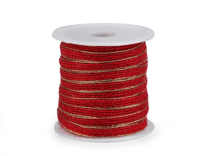 Stuha s lurexovým okrajem červená šíře 6 mm