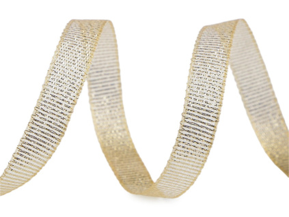 Brokátová stuha s lurexem zlatá šíře 10 mm