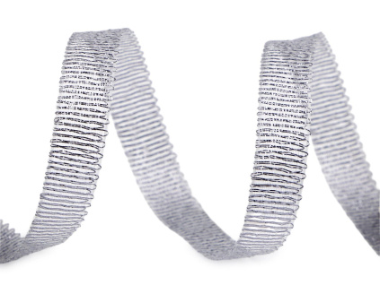 Brokátová stuha s lurexem stříbrná šíře 10 mm