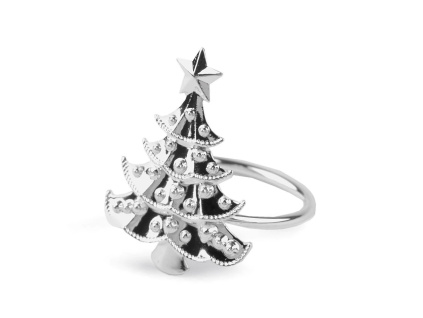 Kroužek na ubrousek stříbrný stromeček