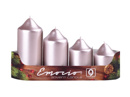 Emocio adventní stupně 4ks prům.50mm Metal starorůžové svíčky