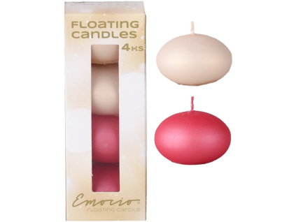 Emocio Plovoucí 4ks Metal mat tm. růžová mix, svíčky v krabičce