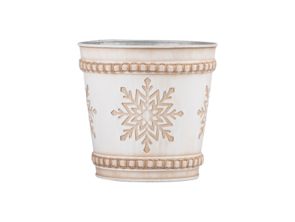 Květináč plechový 155x115x145mm klasik vločka, bílá, krémová