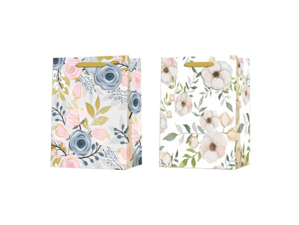 Taška dárková motiv květů, v mixu barev 100x50x150 mm