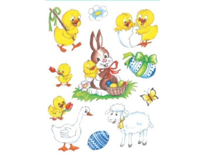 Velikonoční okenní fólie - Kuřátko s pomlázkou