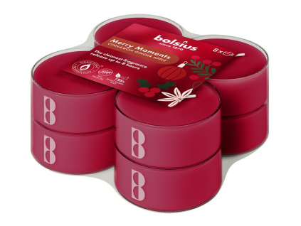 Bolsius Čajové Maxi 8ks Merry Moments vonné svíčky