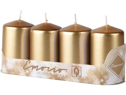 Emocio Válec 4ks 40x80mm Metal zlaté svíčky