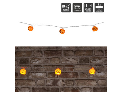 LED světelný řetěz s dýní, 165 cm