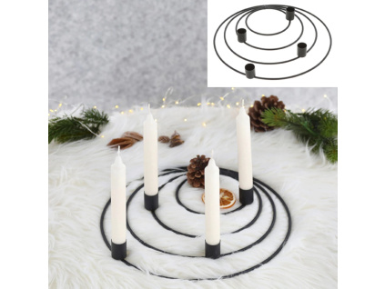 Adventní věnec kroužky černé, šířka 30 cm