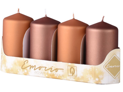 Emocio Válec 4ks 50x90mm metal mat hnědý mix, svíčky