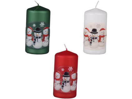 Svíčka Válec 60x120 mm Sněhuláci