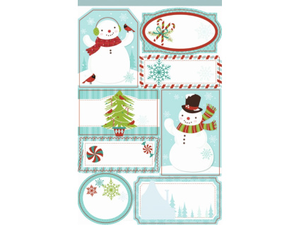 SAMOLEPICÍ JMENOVKY NA DÁRKY 3D S GLITRY 8 KS - SNĚHULÁCI