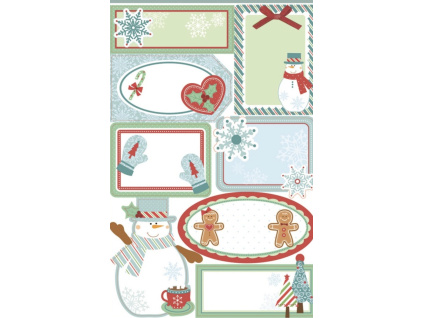 Samolepicí jmenovky na dárky 3D s glitry 8 ks