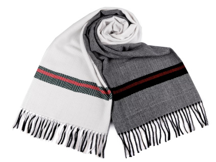 Zimní šála / pléd s třásněmi 60x180 cm - černobílá