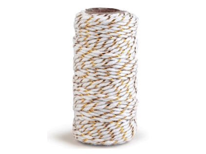 Bavlněný provázek Ø1,5 mm s lurexem, vánoční - zlatá