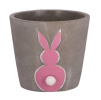 Betonový květináč se zajíčkem, průměr 13,4 cm, výška 12,5 cm