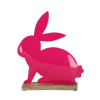 Kovový zajíc Glenn na podstavci, délka 15 cm, výška 18,5 cm, růžov