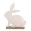 Kovový zajíc Glenn na podstavci, délka 15 cm, výška 18,5 cm, bílý