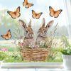 Samolepka na okno - Dva zajíčci v košíčku