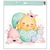 Okenní fólie kuřátka ve vajíčku s glitry 30 x 33,5 cm (Varianta Okenní fólie kuřátka ve vajíčku s glitry 30 x 33,5 cm D Varianta)
