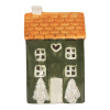 tealight holder house 9x8x15 cm green ceramic