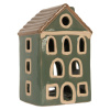 tealight holder house 9x8x15 cm green ceramic (1)
