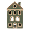 tealight holder house 9x8x15 cm green ceramic