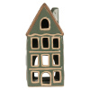 tealight holder house 9x8x19 cm green ceramic