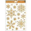 Okenní fólie se sněhovým efektem Vločky zlaté 27 × 20 cm