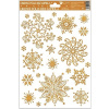 Okenní fólie se sněhovým efektem Vločky zlaté 27 × 20 cm