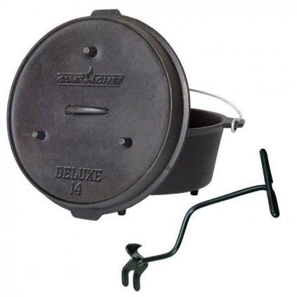 Univerzálny liatinový hrniec Camp Chef Deluxe Dutch Oven 35 cm s poklopom