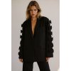 blazer oversize decore de noeud appliques sur les manches noir 68df8c2defad9