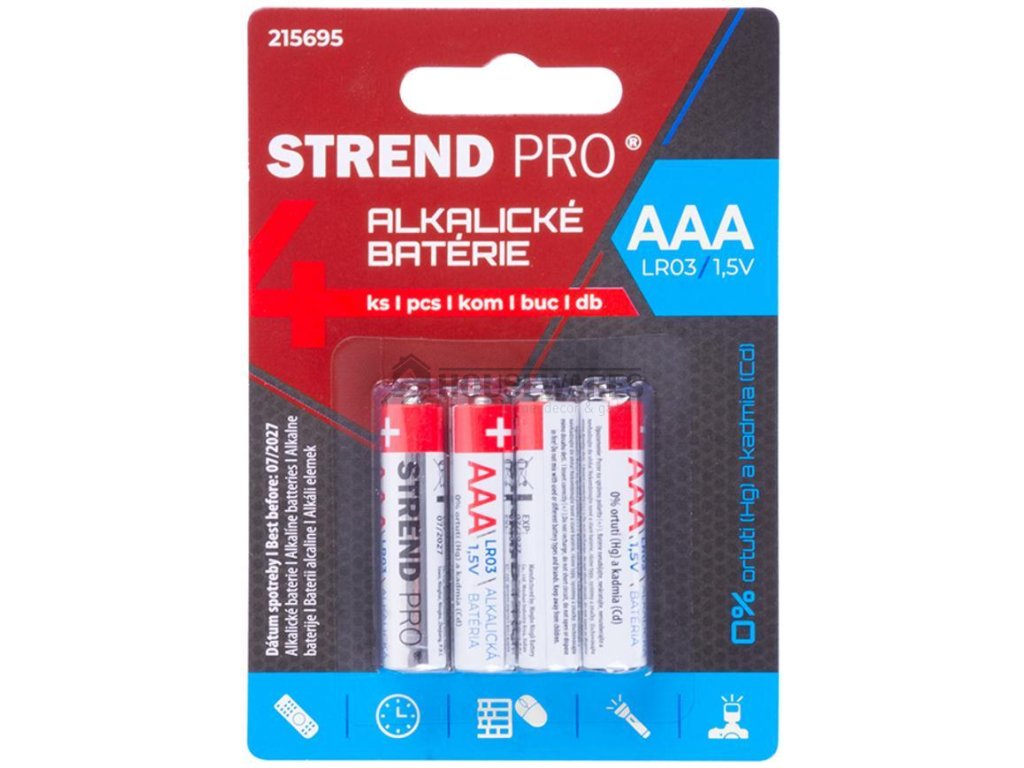 Baterie Strend Pro, LR03, 4 ks, AAA tužka, blister