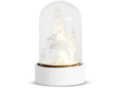 Dekorace MagicHome Vánoce Woodeco, Santa v skle, 1xLED, 5x10 cm