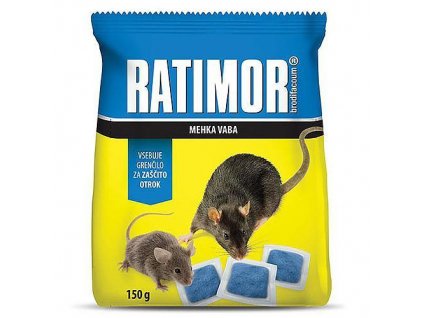 Návnada RATIMOR Brodifacoum fresh bait, na myši a potkany, 120 g, měkká