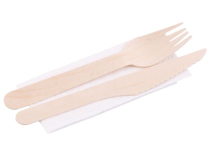 Příbor MagicHome Woodline ECO, nůž, vidlička, servírovací, 100 Natural