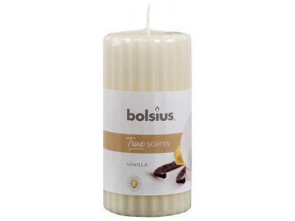 Svíčka bolsius Pillar True Scents 120/60 mm, vanilka