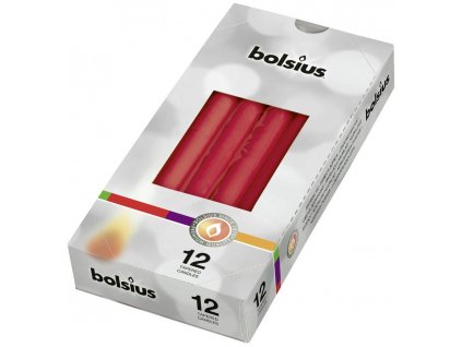 svíčky bolsius Tapered 245/24 mm, červená, bal. 12 ks