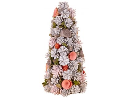 Stromek MagicHome Vánoce, ozdobený, přírodní, růžový, 40 cm